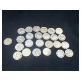 Group of 25 silver Roosevelt dimes