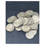Full roll of 40 silver war nickels
