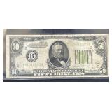 1934 $50 bill green seal