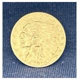 1910 Indian head quarter eagle gold coin 2 1/2