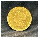 1906 2 1/2 dollar gold coin quarter eagle