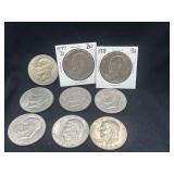 Group of 9 Eisenhower dollars