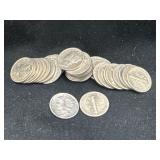 Group of 31 silver Mercury dimes various dates