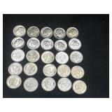 Group of 25 silver Roosevelt dimes