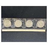 Group of 4 Walking Liberty silver half dollars