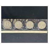Group of 4 Walking Liberty silver half dollars