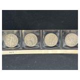 Group of 4 Walking Liberty silver half dollars