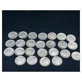 Group of 25 silver Roosevelt dimes