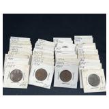 Group of wheat cents in holders