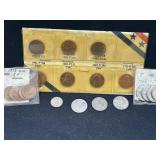 Lincoln cent set and foreign coinage