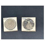 1915 Cuban silver coin and 1934 silver British 3