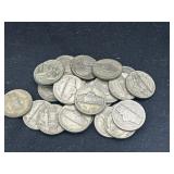 Group of 24 silver war nickels