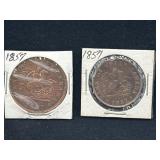 1857 Bank of Upper Canada Penny and Half Penny
