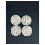 Group of 4 Walking Liberty silver half dollars