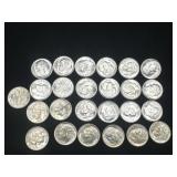 Group of 25 silver Roosevelt dimes