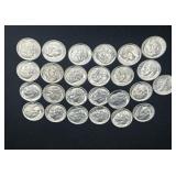 Group of 25 silver Roosevelt dimes