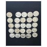 Group of 25 silver Roosevelt dimes