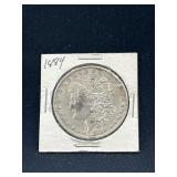 1884 Morgan silver dollar