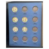 Group of 10 Silver Washington quarters in album