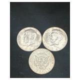 Group of 3 1964 Kennedy silver half dollars