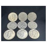 Group of 9 Eisenhower dollars