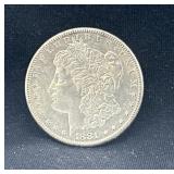 1881 S Morgan silver dollar
