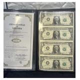 US Government Issued Uncut Sheet of $1 bills 2009