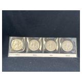 Group of 4 Walking Liberty silver half dollars