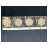 Group of 4 Walking Liberty silver half dollars