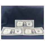 Group of 3 $1 silver certificate star notes 1957