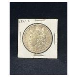 1881 S Morgan silver dollar