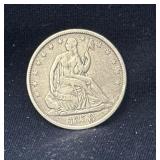 1858 O Seated silver half dollar