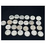 Group of 25 silver Roosevelt dimes