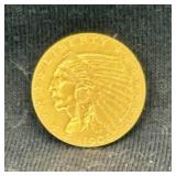 1908 quarter eagle 2 1/2 dollar gold coin