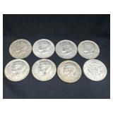 Group of 8 1967 40% silver Kennedy half dollars