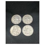 Group of 4 1963 D silver Ben Franklin half
