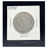 1834 Capped Bust silver half dollar