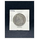 1836 silver capped bust half dollar