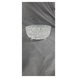 Crystal 3 footed cut edge bowl approx 8.5