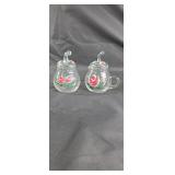 Hand painted glass cream & sugar