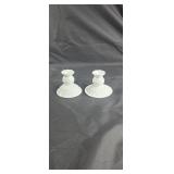 Pair of milk glass candle holders