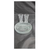 Pair of Lennox small vases & divided tray