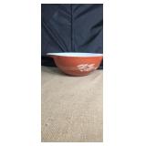 Wheat pattern rust colored Pyrex bowl