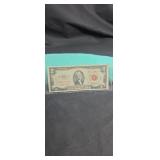 1953 A red letter 2 dollar bill