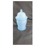 Blue frosted vase approx 10 inches tall