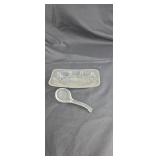Vintage glass tray and glass spoon