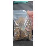 Group of approximately 100 wheat pennies