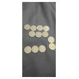 7 buffalo nickels, 3 V nickels, and 2 regular