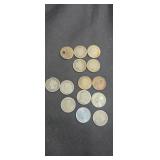 Collection of dimes and other coins