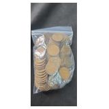 Group of approximately 100 wheat pennies
